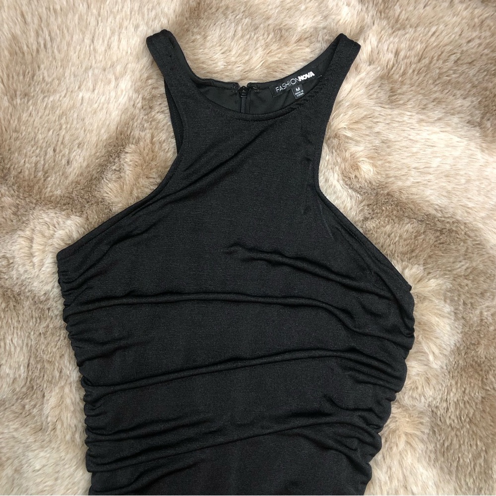 Fashion Nova Living For It Black Ruched Slinky Maxi Dress NWOT - Picture 3 of 9